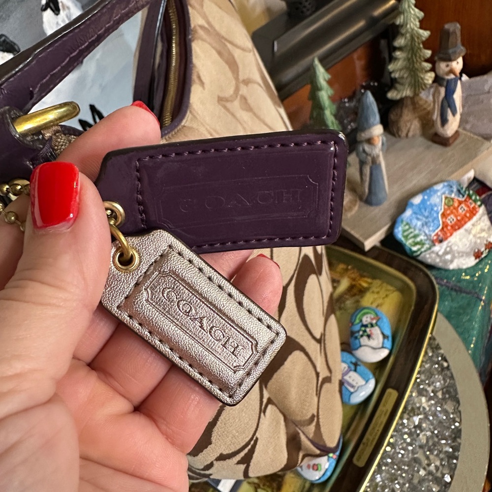 Coach Signature Stripe Convertible Hobo. - Picture 7 of 14